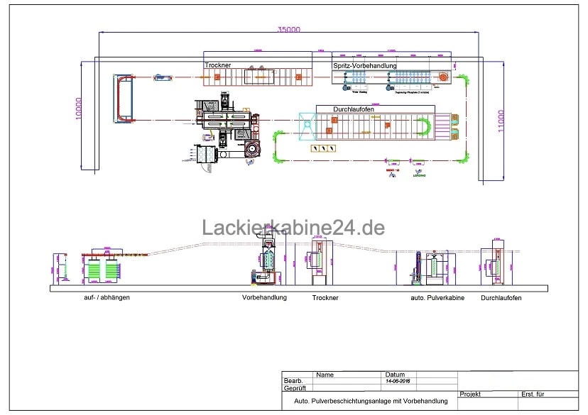 automatische pulverbeschichtungsanlage zeichnung